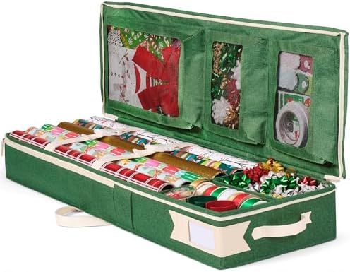 Little ELF Premium Wrapping Paper Storage Organizer, Easy to Carry, 6 Individual Pockets for Christmas Gift Wrap Supplies, Lightweight and Sturdy by LittleELFProductsInc