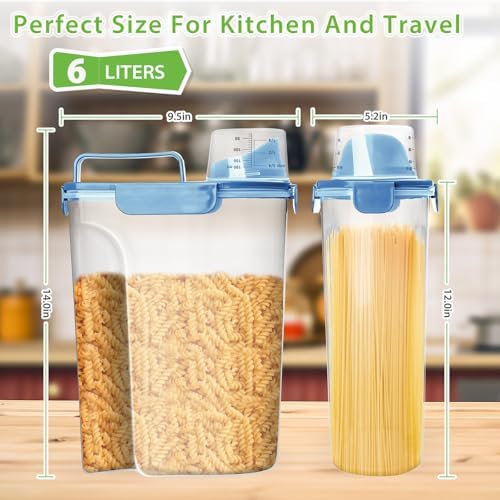Viretec Rice Storage Container, 5 to 10lb Dry Food Airtight Dispenser, Pet Dog Cat Food Canister, BPA Free Clear Plastic Kitchen and Pantry Organization Bin for Oatmeal, Grain, Cereal, Pasta, Flour - Image 2