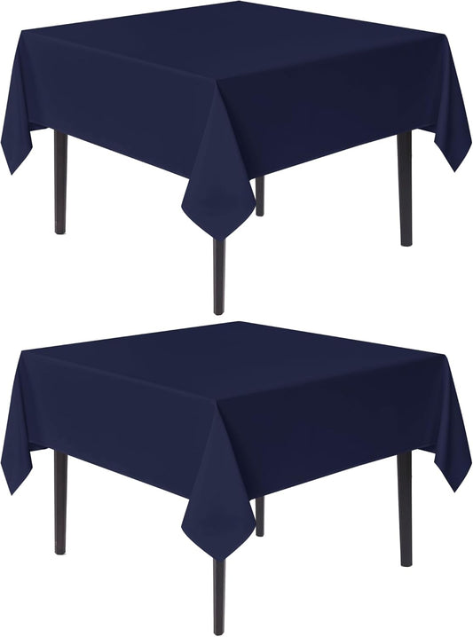 sancua Square Tablecloths 70x70 Inch, 2 Pack - Navy Blue Fabric Table Cloth for Square or Round Tables, Washable Polyester Table Cover for Outdoor Party, Birthday, Decorative Display Tables