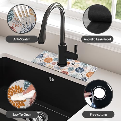 15" X 5.5" Kitchen Sink Splash Guard Faucet Mat Mandala Super Absorbent Fast Drying Faucet Guard & Draining Mat Sink Splash Guard Behind Faucet for Kitchen, Bathroom - Image 4