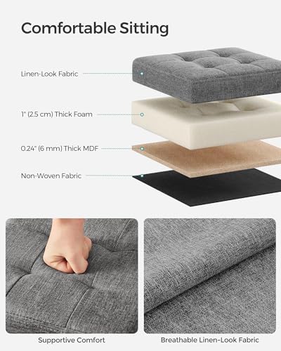 SONGMICS Small Folding Storage Ottoman, 11.8 x 11.8 x 11.8 in - Image 4