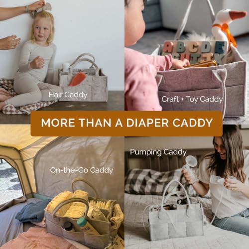Parker Baby Co. Felt Diaper Caddy Organizer - Regular, Gray - Image 6