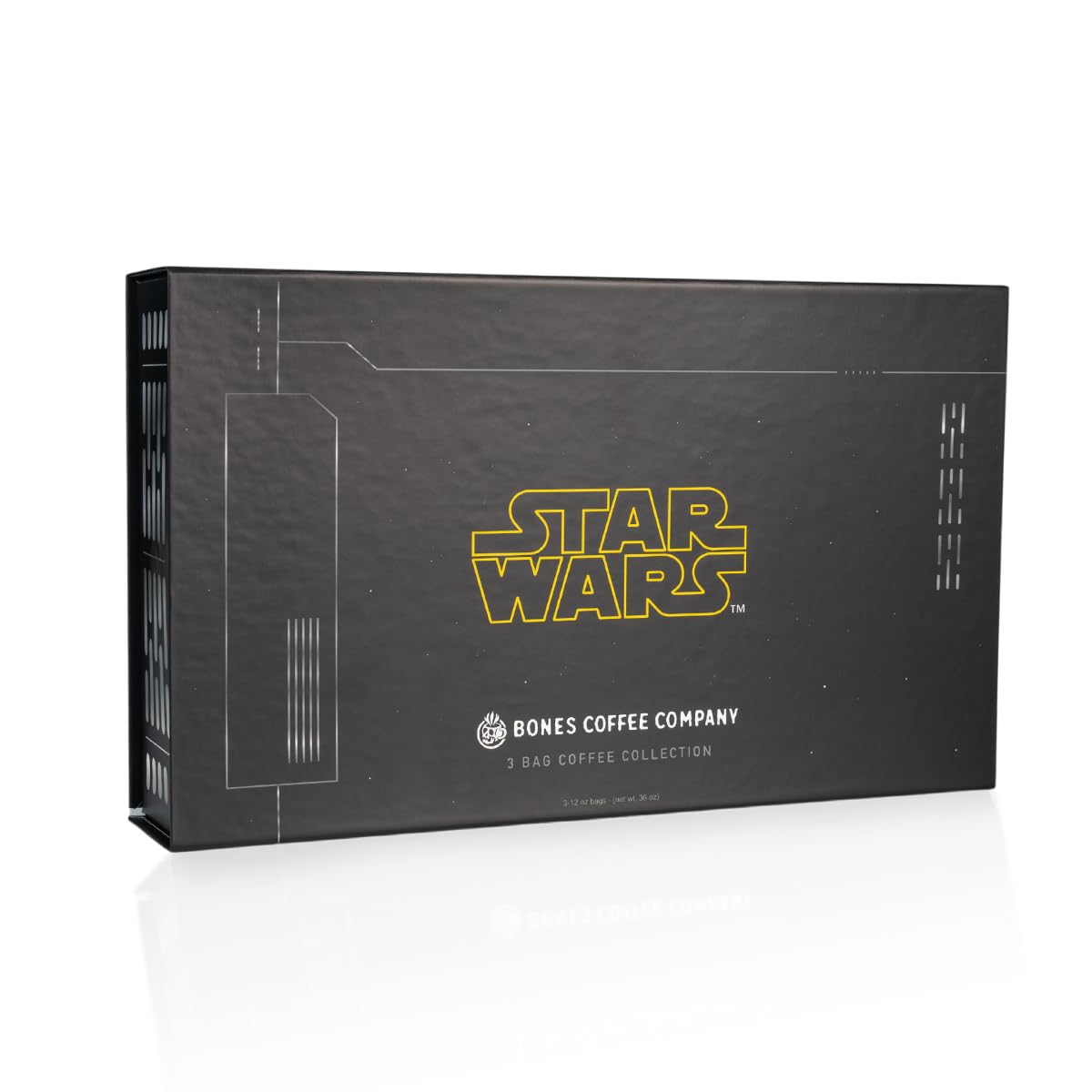 Bones Coffee Company Star Wars Collector's Box Flavored Coffee, Low Acid Medium Roast Arabica Beans Coffee Gifts, Star Wars Inspired, For Auto Drip and French Press,12 oz Pack of 3 Whole Bean