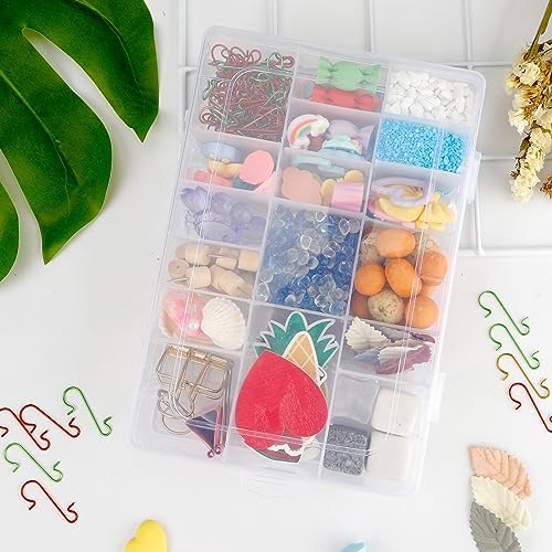 OALCQ 24 Grids Plastic Organizer Box With Dividers Clear Craft Storage Bead Organizer Box Earring Travel Pill Jewelry Organizers Storage Boxes Screw Seed Small Parts Hair Tie - Image 6