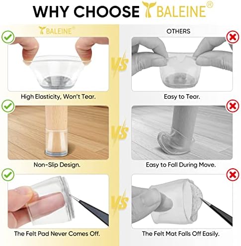 BALEINE 32PCS Silicone Chair Leg Floor Protectors for Hardwood Floors - Image 3
