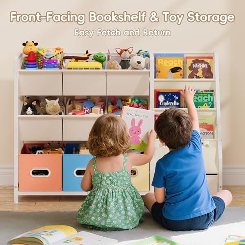 Toy Storage Organizer - Kids Bookshelf with 3 Shelf and 10 Storage Bins - Image 3