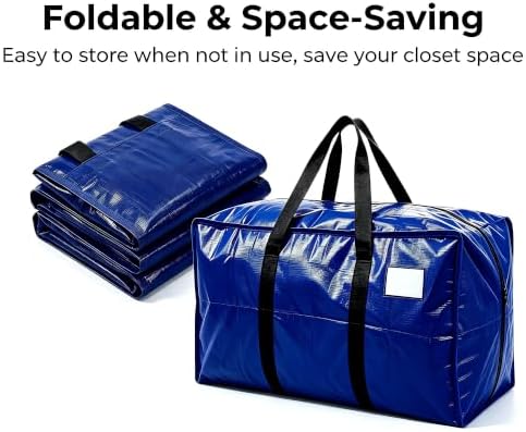 24 GAL Heavy Duty Moving Bags Blue 6 Pack - Backpack Straps & Handles, Large Zipper Storage Bags for Clothes, Water-Resistant College Dorm & Moving Essentials - Image 5