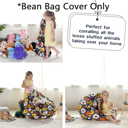 YuppieLife Stuffed Animal Storage Bean Bag Cover, 38" Velvet Toy Organizer - Image 6