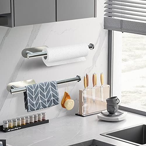 DEKAVA Under Cabinet Wall Mount Paper Towel Holder, Self-Adhesive Bar, Stainless Steel 13 inch (Bright Silver, 1) - Image 3