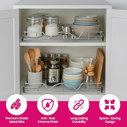 HOLDN’ STORAGE Pull Out Cabinet Organizer, 14”W x 21”D Cabinet Drawer - Image 5
