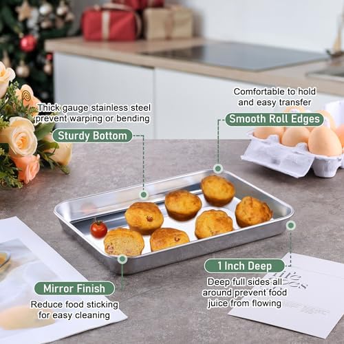 Homikit Toaster Oven Pan with Rack Set (2 Baking Sheet+2 Rack), 9 x 7 Inch - Image 3