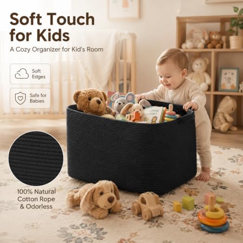 OIASKET 95L Extra Large Blanket Basket, 24" x 16.9" x 14.2" Woven Basket - Image 4