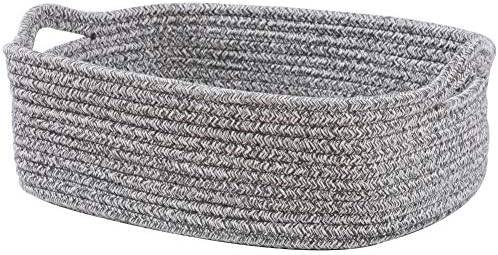 Woven Cotton Rope Storage Basket, Cube Changing Table Organizer for Closet Towels, Baby Nursery Bin, Small Dog Cat Toy Box, Gift Baskets empty (14.5"x 11"x 5") by CIKI HOME by Unknown