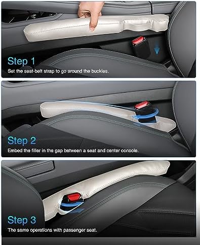 Leather Car Seat Gap Filler Universal for Car Truck SUV to Block The Gap Between Seat and Console Stop Things from Dropping 2 Packs Beige - Image 5
