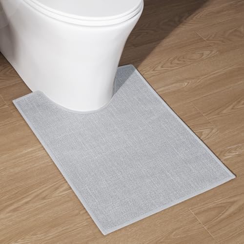 chakme Bathroom Rugs Mat U-Shaped 24x17, Ultra ThinNon Slip Bath Mat Small Quick Dry Absorbent Bath Matfor Bathroom Floor, (Light Grey, U-24"x17") by CHAKME