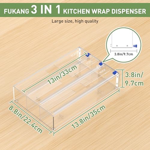 3 in 1 Clear Acrylic Foil, Plastic Wrap Organizer with Cutter - Image 3