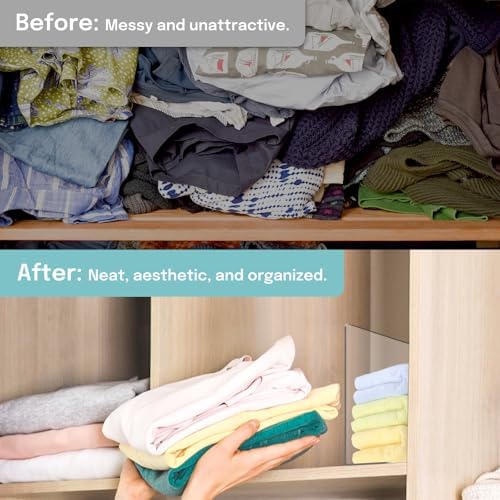 OKPOW Shelf Dividers for Closet Organization: 12 Pack Durable Clear Acrylic Divider Organizer for Shelves - Vertical Adjustable Shelving Separators for Clothing Purse - Image 5