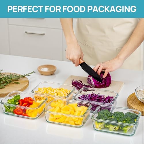 Vtopmart 5Pack 30oz Glass Meal Prep Container Sets with Lids, Grey - Image 4