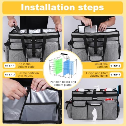 Extra Large Cleaning Caddy Bag with Rigid Support Board, Cleaning Organizer Tote with Detachable Divider, Adjustable Shoulder Strap & Waist Belt, Cleaning Supply Carrier for Cleaners & Housekeepers - Image 4
