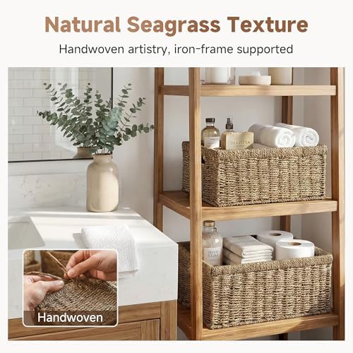 StorageWorks Wicker Storage Baskets, Natural Seagrass Storage Basket, 2Pack - Image 5