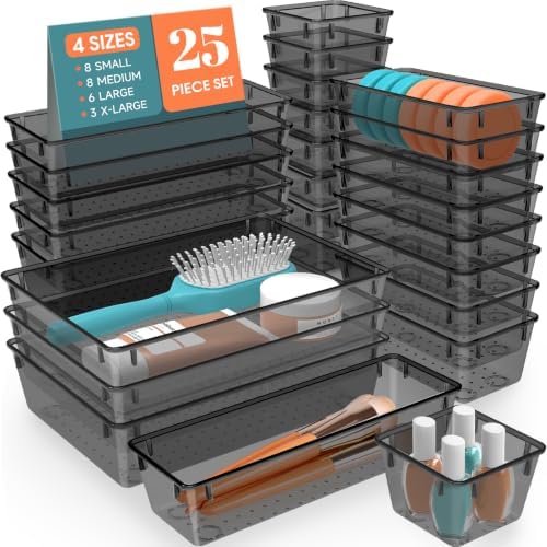 25 PCS Plastic Drawer Organizer, Versatile Organizer Trays & storage Bins by SpaceHacks