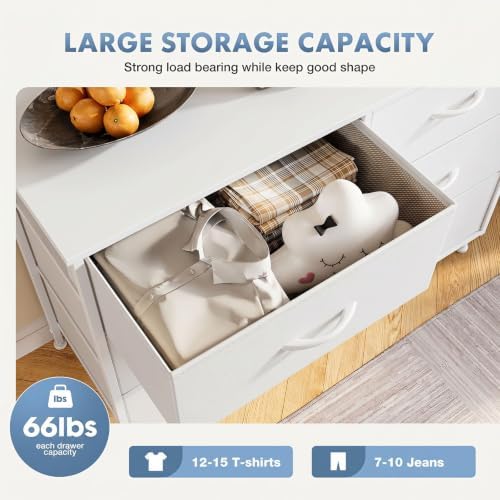 DUMOS 6 Drawer Dresser for Bedroom, Wide Storage Chest of Drawers Cabinet - Image 5