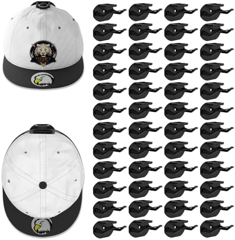 Niunuerga 48 Pack Adhesive Hat Hooks for Wall, Super Strong Hat Rack for Baseball Caps, Minimalist Hat Organizer Display for Home Decor, Hat Hangers Holder for Wall, Door, Closet, No Drilling (Black) by Niunuerga