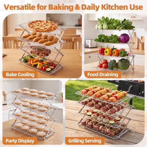 LIANYU 4 Tier Collapsible Cooling Rack, Stainless Steel Baking Rack - Image 4