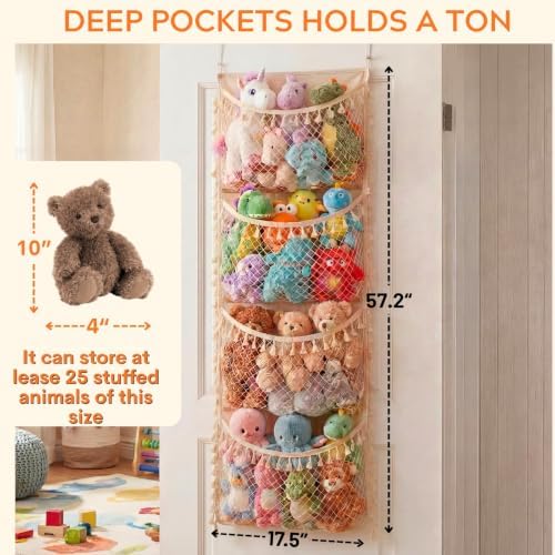Ofiray-home Cotton Over The Door Stuffed Animal Storage - Image 3