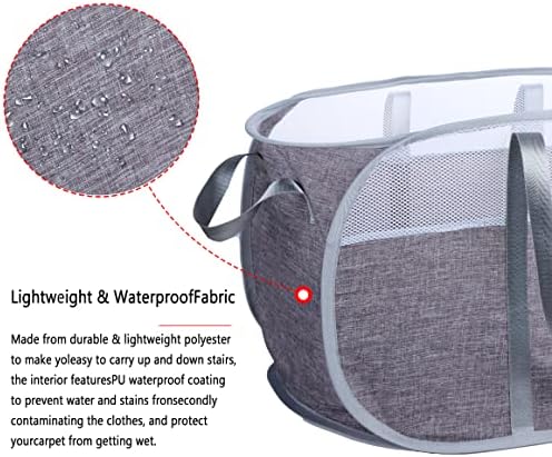 Pop Up Laundry Hamper，with Durable Handles collapsible laundry basket，Easy to Open and Fold for college Dorm,kids room，travel (blue+gray)… - Image 4