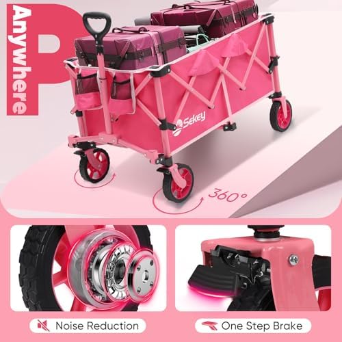 Sekey Collapsible Wagon, 300 lb Capacity, 29 in Cargo Bed, Compact Fold - Image 6