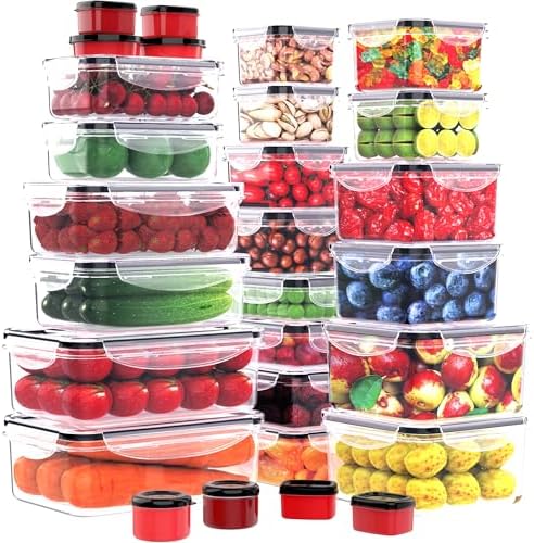 56 PCS Food Storage Containers with Lids Airtight (28 Boxes - 28 Lids) by RockBerry