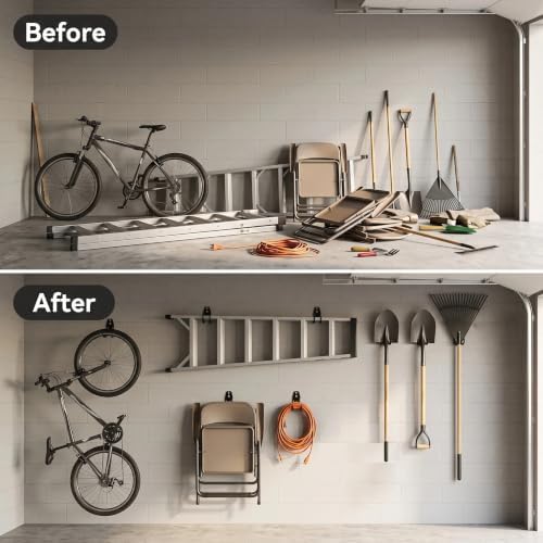 Garage Hooks, 4 Pack Wave Hooks for Hanging Heavy Duty Ladders, Bikes, Tools Ideal for Garage, Garden, Basement Utility Room Storage (Orange) - Image 6