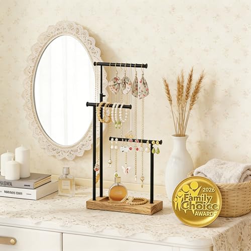 SRIWATANA Carbonized Black Jewelry Organizer Stand, Tall Necklace Holder - Image 2