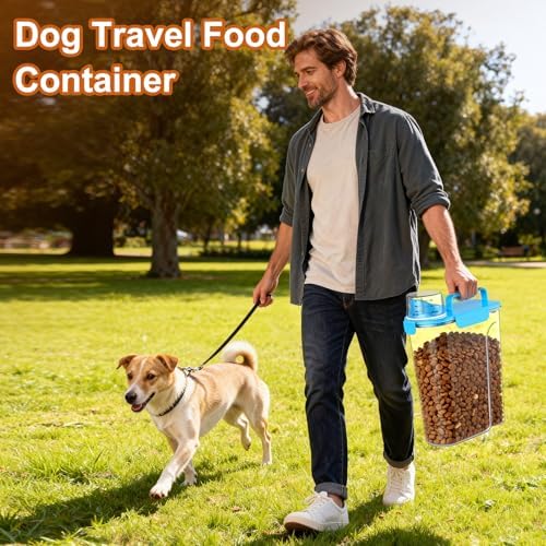 Uppetly Dog Cat Food Storage Container, 5-7Lbs Pet Food Containers, Airtight Cat Food Container with Portable Handle & Measuring Cup, Small Animal Dry Food Dispenser for Dogs, Cats and Birds - Image 5