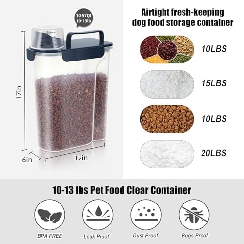 LEAWALK Cat Dog Pet Food Storage Container 10Lbs BPA-free-Royal Blue - Image 4