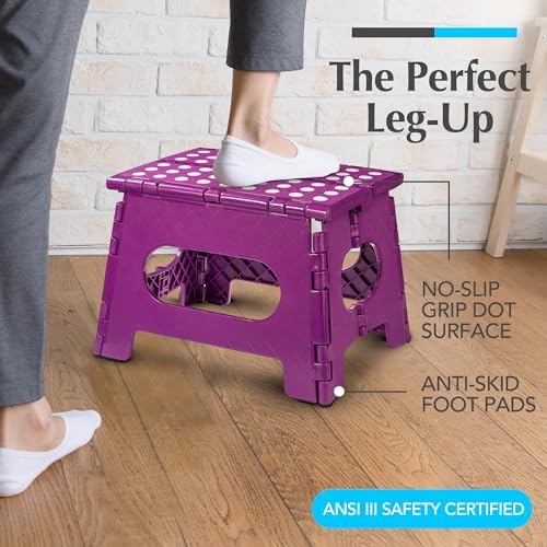 Handy Laundry Folding Step Stool 9 Inch, Purple, Non-Slip Holds 300 lbs - Image 2