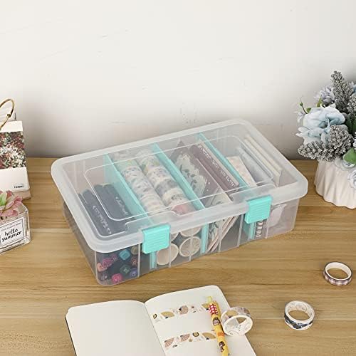 BTSKY Clear Plastic Dividing Storage Box with 4 Compartments Sewing Box - Image 2