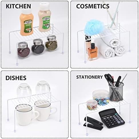 SIBAO Kitchen Shelves, Cabinet Organization Mini Storage Shelf, Storage Rack Organizer for Kitchen, Fridge, Cabinet, Bathroom (White 4) - Image 3