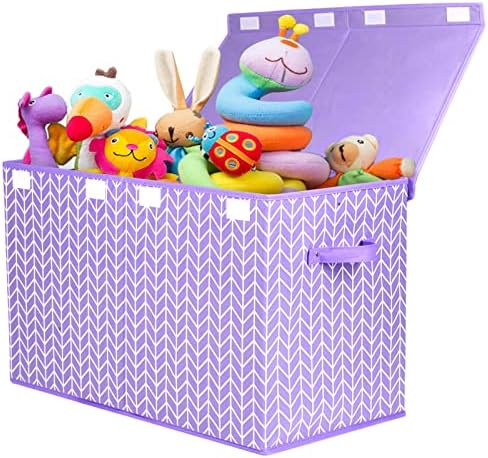 Large Toy Storage Box Chest for Kids, Sturdy Toy Box Bin Baskets with Lid by Mayniu