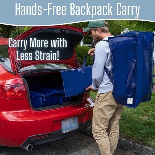VENO 20 Pack Heavy Duty Moving Bags with Backpack Straps, Zippers & Handles, Extra Large Packing Bags for College Dorm Essentials, Moving Supplies Alternative to Cardboard Moving Boxes - Image 4