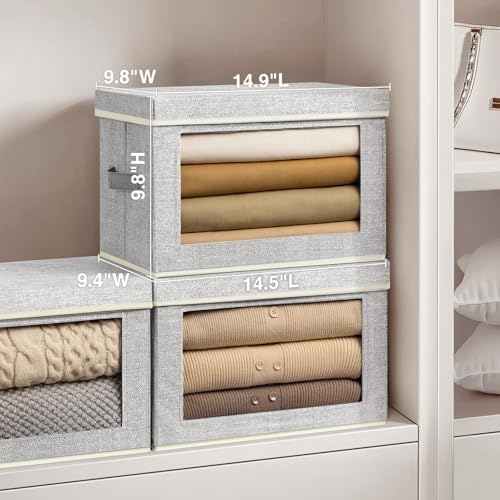 Homsorout Fabric Storage Bins with Lids - 3 Packs Storage Cubes with Window, Foldable Storage Baskets Bins for shelves, Closet Storage Boxes for Towels, Clothes, Home, Office, Blended - Image 2