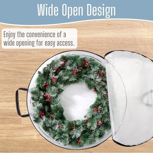 VENO 2 Pack Summer Wreath Storage Container, 36 Inch Clear Wreath Bag, Spring, Christmas Garland Decoration Organizers with Zipper and Durable Handles (Clear, 36"-2 Pack) - Image 4