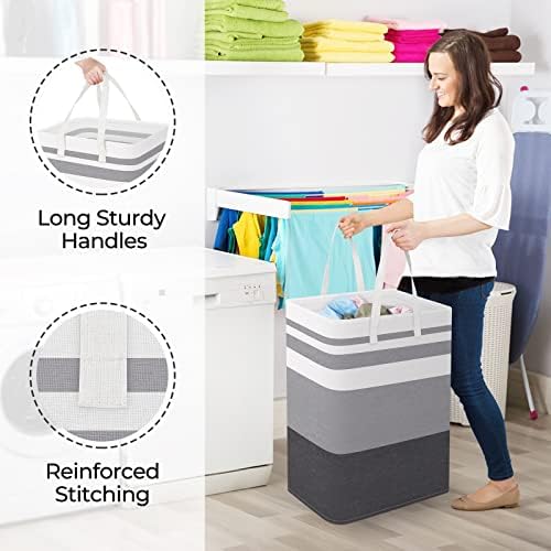 StorageRight Laundry Basket Hamper, 75L Collapsible Clothes Storage, Grey - Image 4