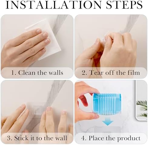 1 Pack Toothbrush Holder Wall Mounted with Cover for Bathroom, 2 Slots Toothbrush Storage Organizer for Shower, Self Adhesive Toothbrush Hanger (Blue) - Image 5