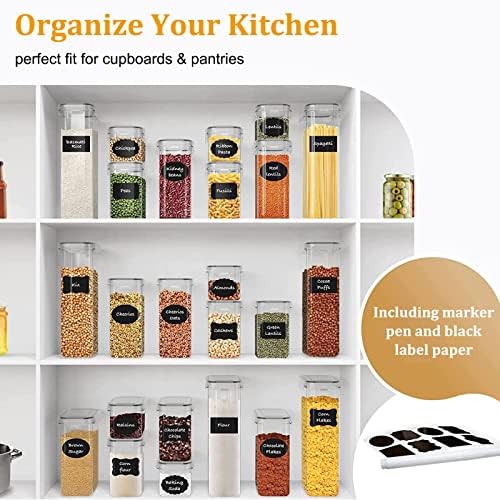 8pc Clear Airtight Canisters with Lids, Kitchen Dry Pantry Storage - Image 6