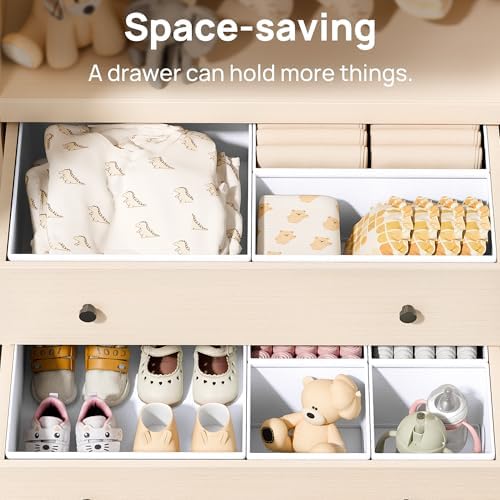 Vtopmart 12 Pack Baby Clothes Organizer, Foldable Fabric Drawer Bins, White - Image 2