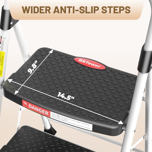 HBTower 2 Step Ladder, 330lbs Sturdy Step Stool with Anti-Slip Pedal - Image 5