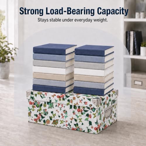 GUOZI Collapsible Storage Box, Decorative Memory Box with Lid & Metal Reinforced Corners, Cardboard File Bin with Handles, Organizer Gift Box for Keepsake Toy Photos Office Nursery Wardrobe Bookshelf - Image 5