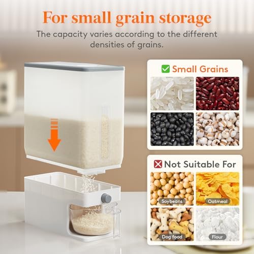 Lifewit Rice Container 29 Lbs, One-Press Dispenser with Measuring Cup 2 Pcs - Image 6